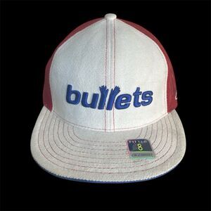 Vintage Washington Bullets Fitted Hat Sz 8 Hardwood Classic Suede Mesh Back
